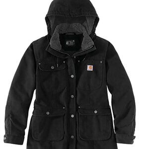 Carhartt NWT Women’s Black Washed Duck Coat Loose Fit Heavy Warm Size Large